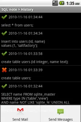 SQL note android App screenshot 2